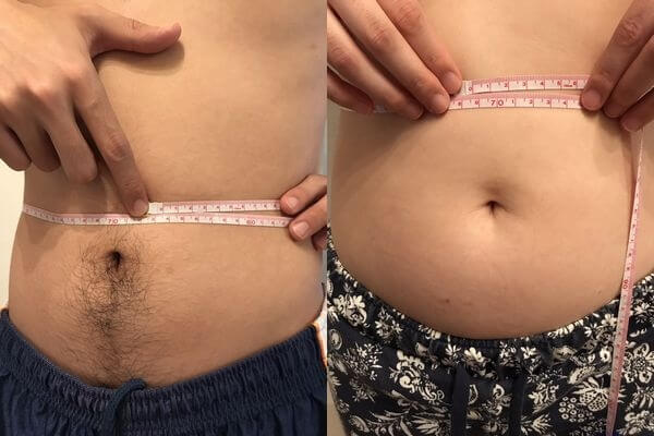 ウエストサイズを測ってる写真