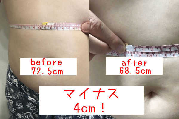 バタフライアブスを1ヶ月使用したウエストの変化を伝える画像